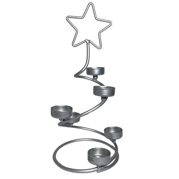 International Silver Co. Tea Light 6 Candles Holder Swirled Christmas Tree Star - Picture 6 of 8